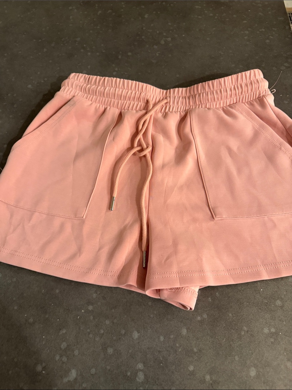 Women’s Pink Elastic Waist Athletic Shorts with Drawstring